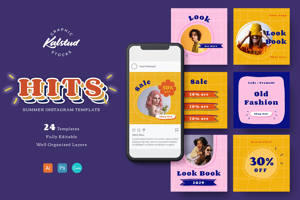 HITS - Summer Insta Template, a Social Media Template by Kalstud (Photo 1 of 5)