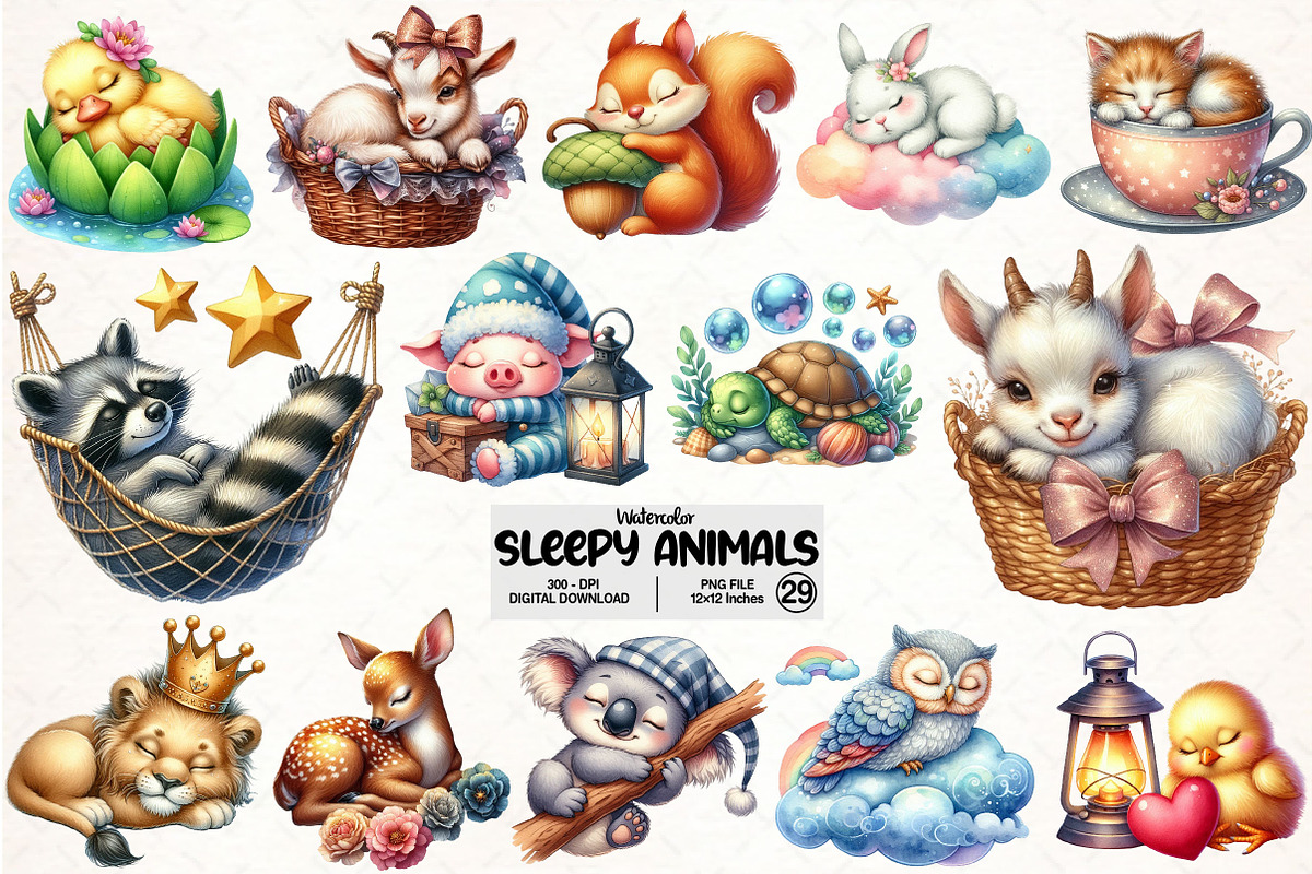Sleepy Animals,Sweet Dreams Sign PNG, an Illustration by Pixels.Craft (Photo 1 of 7)
