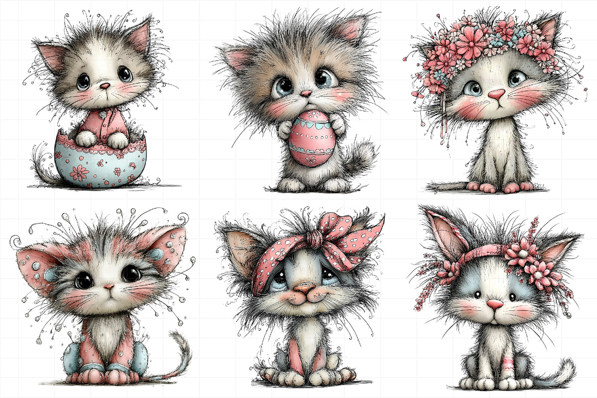 Whimsical Easter Cats Clipart, an Illustration by Daily.Designs (Photo 5 of 8)