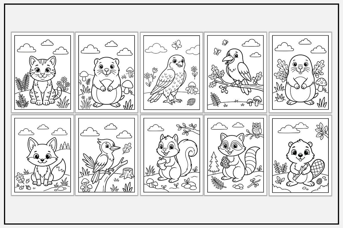 Woodland Animals Coloring Pages, an Animal Illustration by Lamia Emad (Photo 3 of 5)