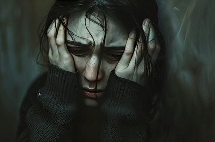 Close-up of woman in deep anxiety, an Abstract Photo by Natalia Klenova's Shop