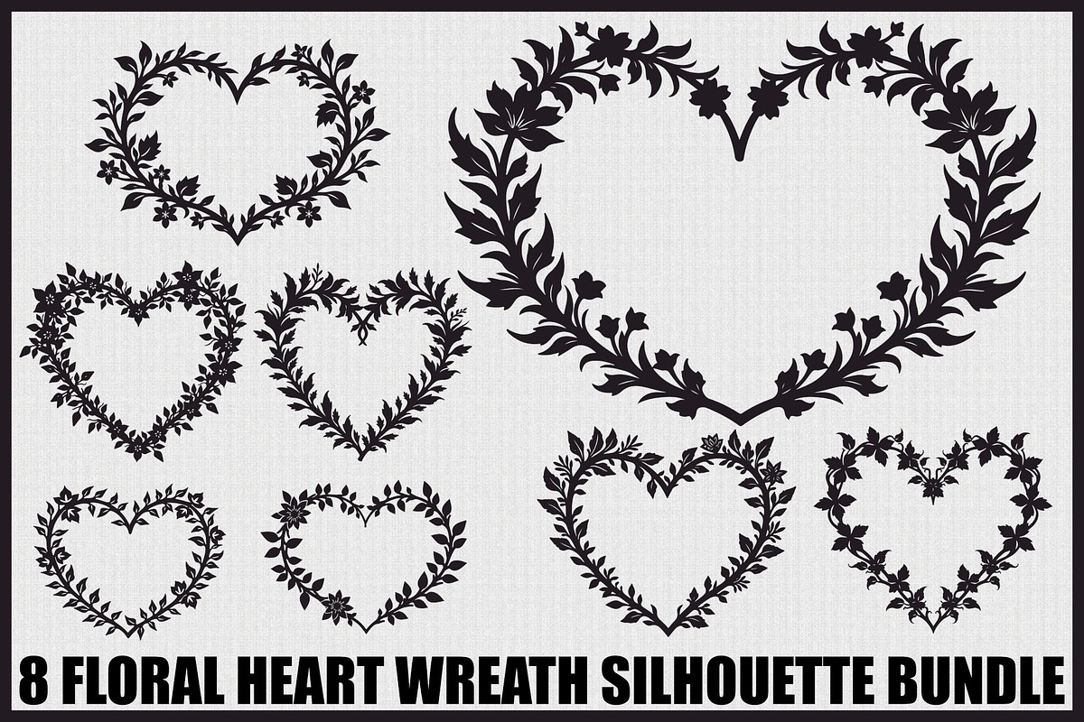 Romantic Floral Heart Clipart Set, an Illustration by Creativeshirt (Photo 1 of 9)