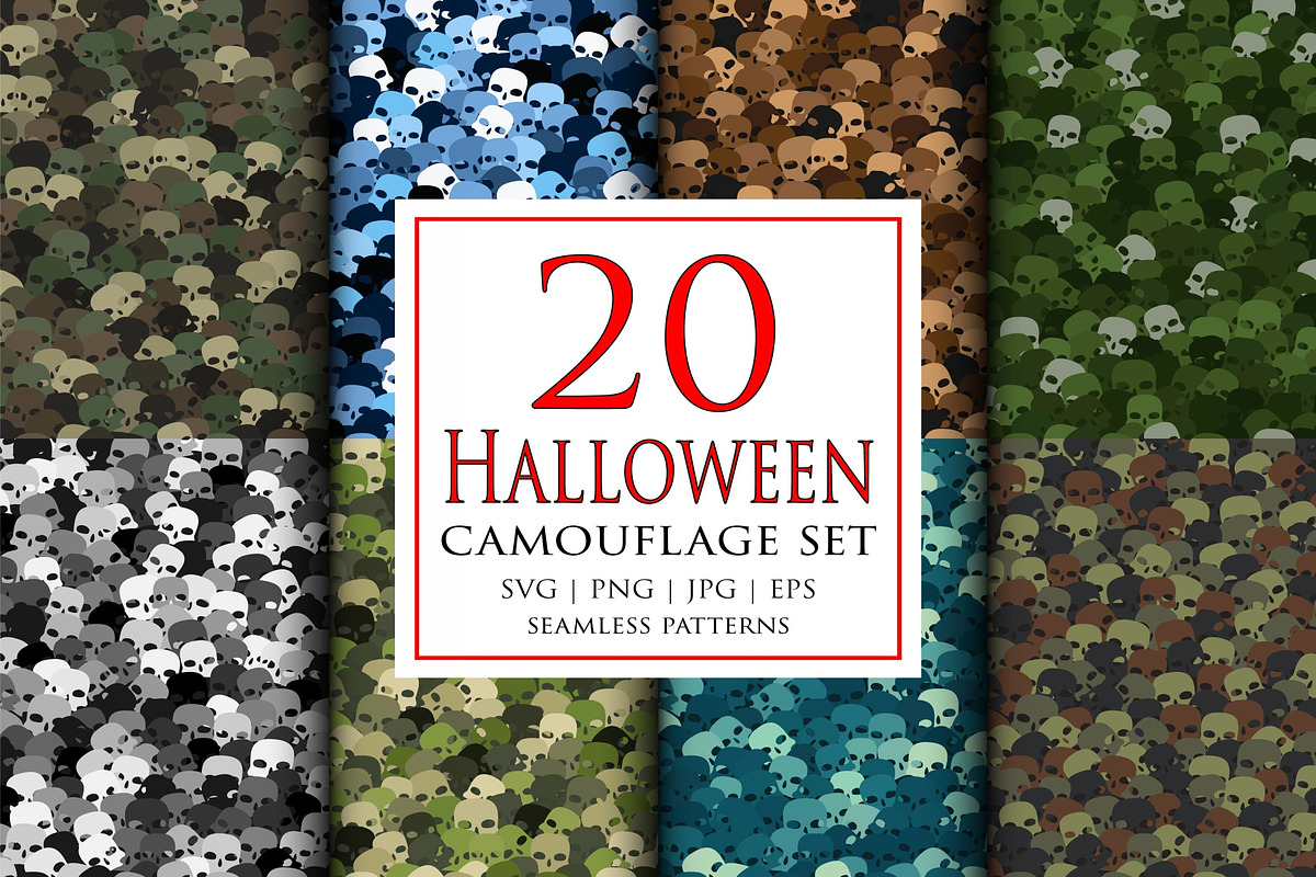 Halloween colored sculls print set, a Pattern Graphic by ArchonDigitalShop (Photo 1 of 6)