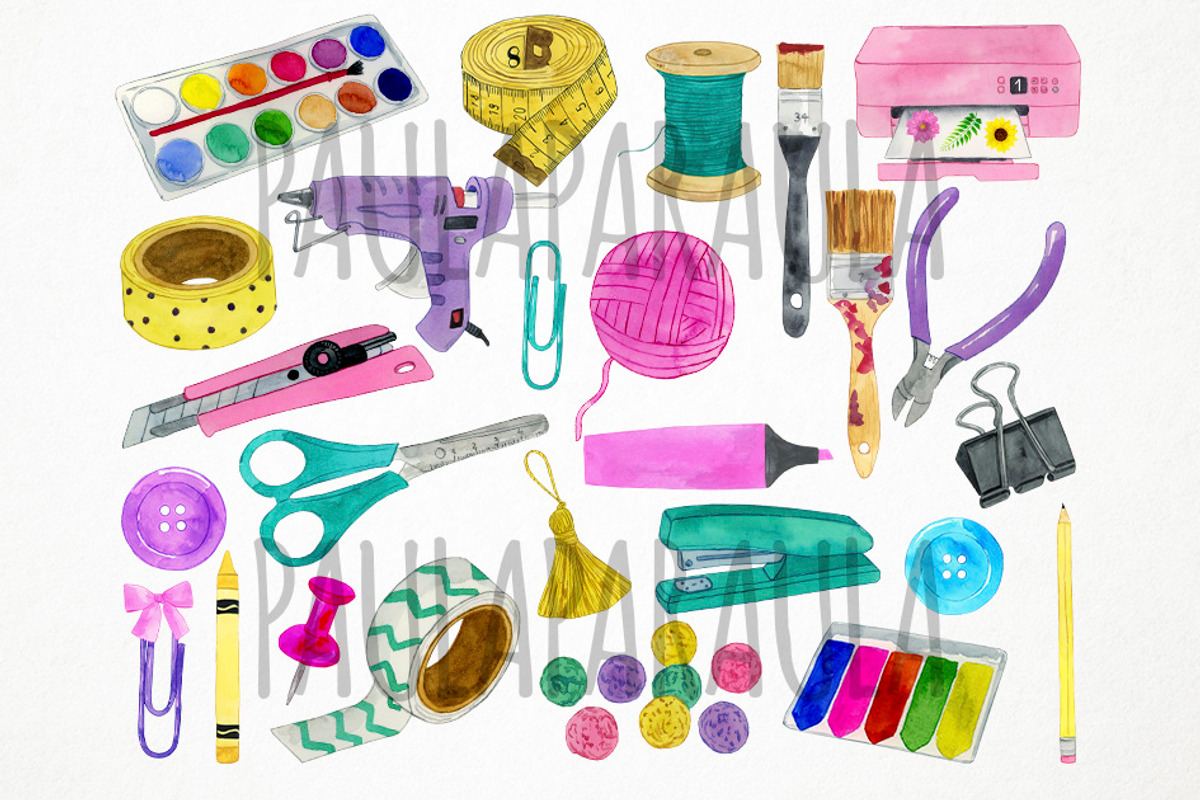 Watercolor Craft Clipart, Crafting, an Object Graphic by Paulaparaula (Photo 2 of 3)