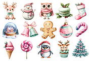 Kawaii Pink Mint Christmas Clipart, an Illustration by Dream Creation (Thumbnail 3 of 4)