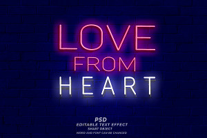 Love From Heart Neon Sign Editable, a Layer Style Add-On by TrueVector