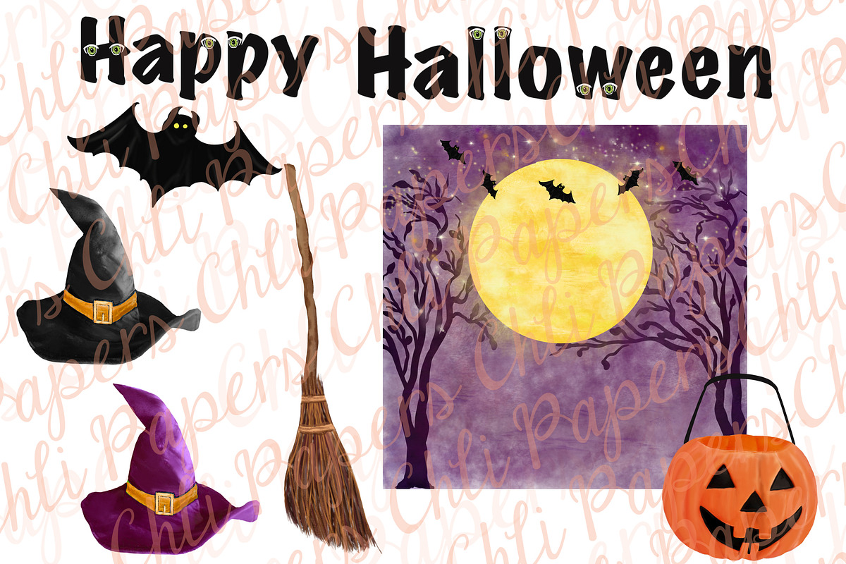 Halloween Girls Clipart, Witches PNG, an Illustration by chilipapers (Photo 4 of 4)
