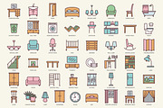Furniture Home Interior Icons Set, an Icon by Digiselector Design Goods (Thumbnail 2 of 4)