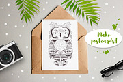Owls. Coloring pages, a Background Graphic by Anna Violet (Thumbnail 5 of 5)