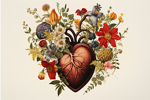 Vintage Botanical Heart Illustration, a Decorative Illustration by Beautiful things