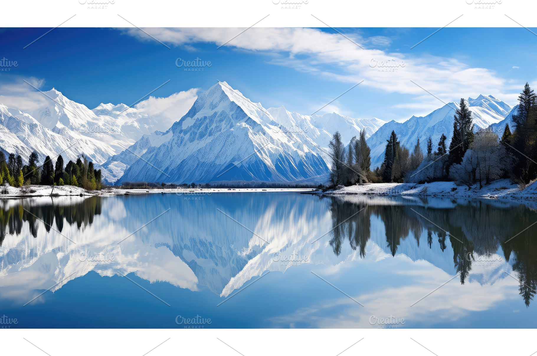 landscape snow mountain lake ai, a Beauty & Fashion Photo by pikepicture