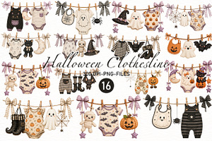 Halloween Clothesline Clipart PNG