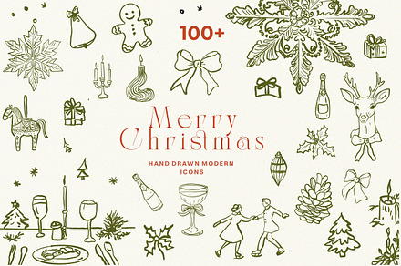 Hand Drawn Christmas Line Art Icons, an Object Graphic by Laras Wonderland