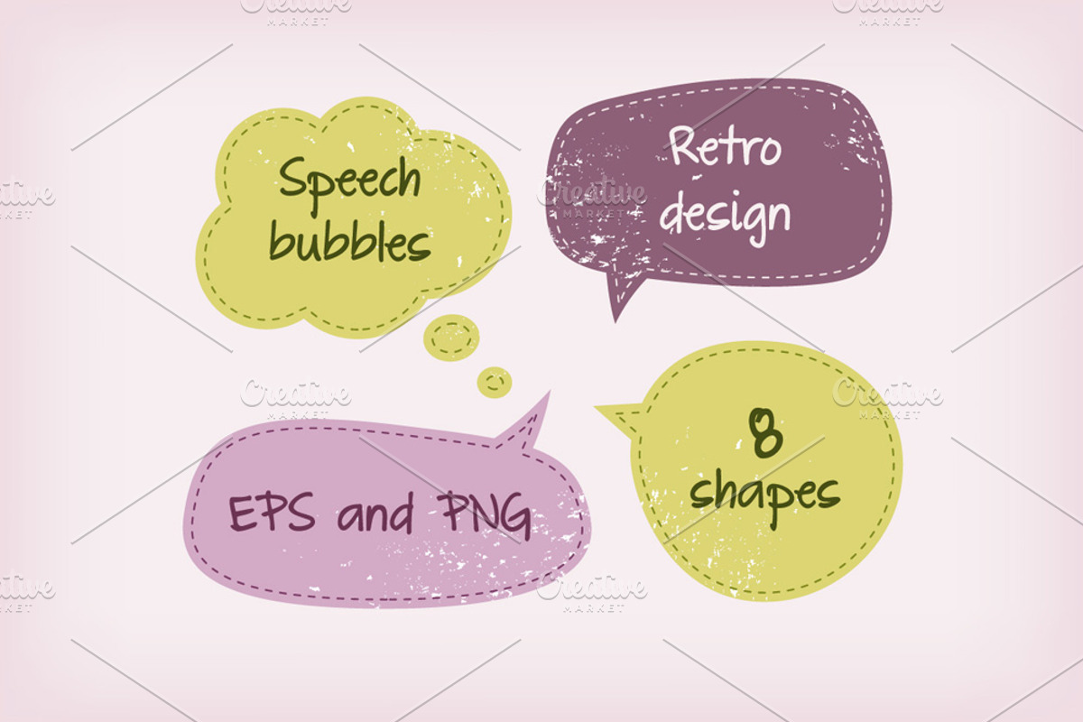 Retro speech bubbles, an Object Graphic by Paper Cards (Photo 1 of 2)