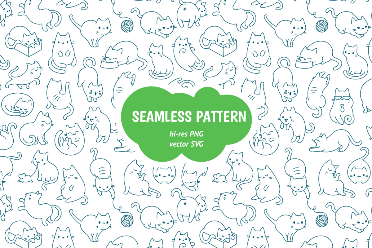 Meowers, a Pattern Graphic by Iconka (Photo 2 of 3)