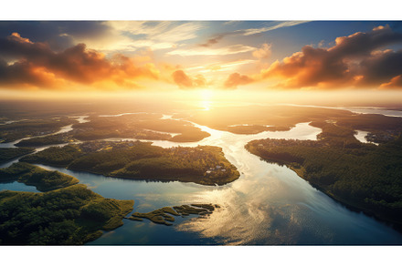 sky water morning sunrise landscape, a Nature Photo by pikepicture