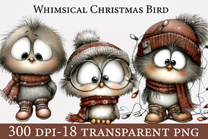 Whimsical Christmas Bird clipart, an Illustration by Designworld