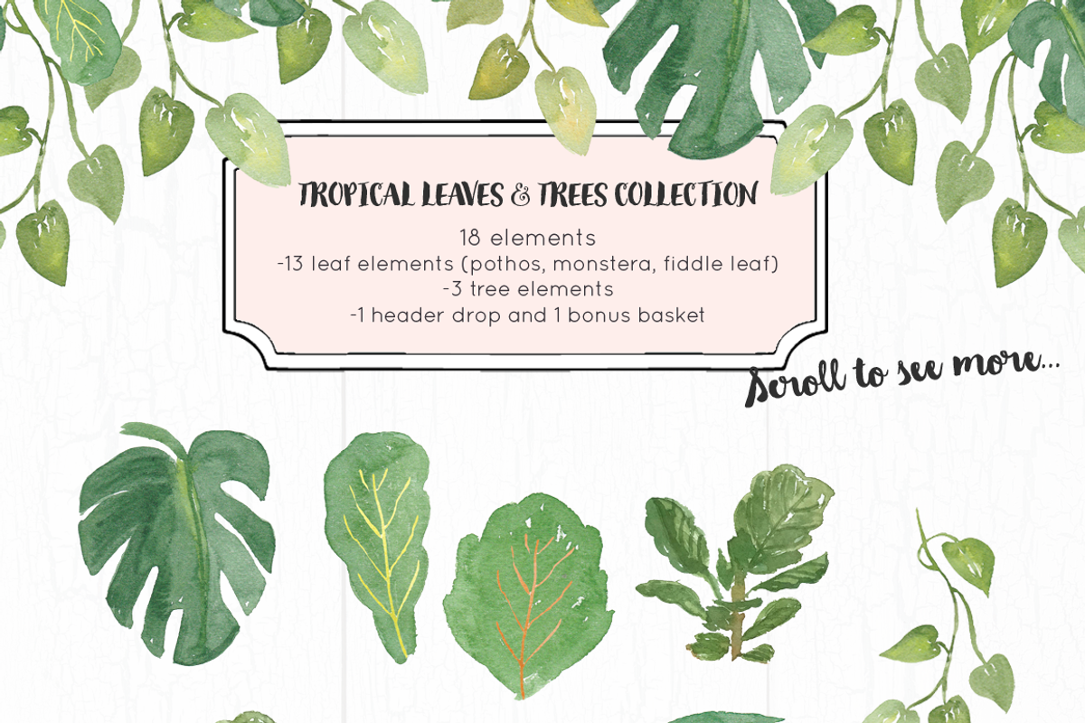 Tropical Leaves & Trees Clipart, a Decorative Illustration by Emerald & Ivy Studios (Photo 2 of 4)