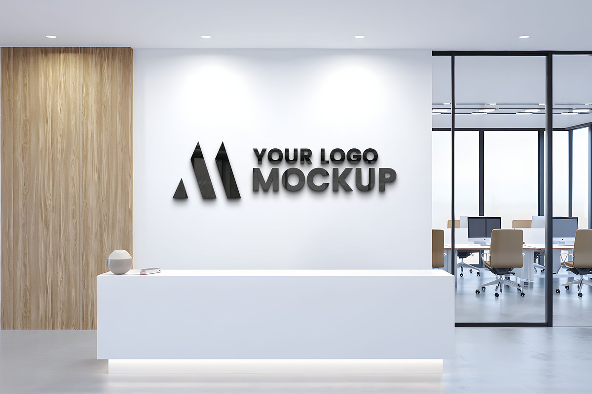 Modern Office Wall Logo Mockup, a Mockup by GenesisCreativeCo (Photo 1 of 3)