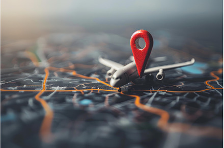 Miniature airplane on a map with a, a Transportation Photo by Ylivdesign