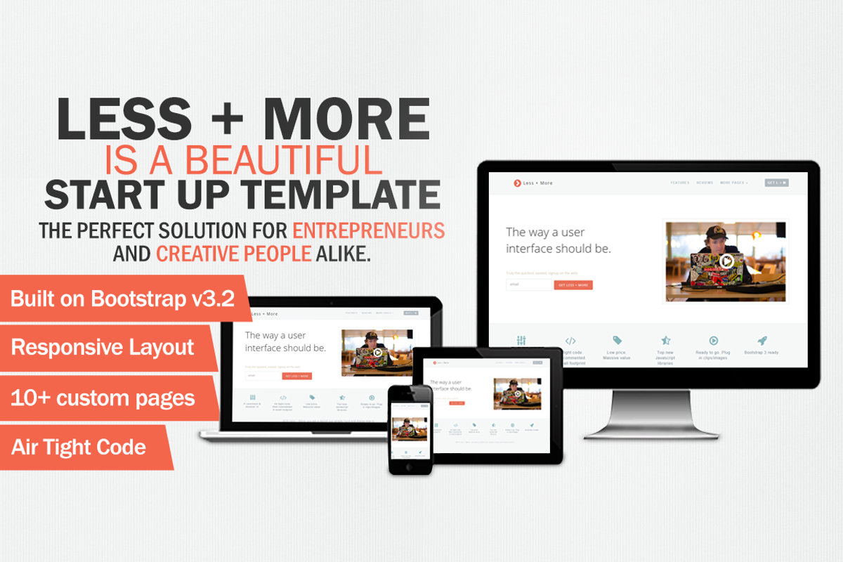 Less + More - Bootstrap 3 Theme, a Bootstrap Template by Tapha Media (Photo 1 of 5)
