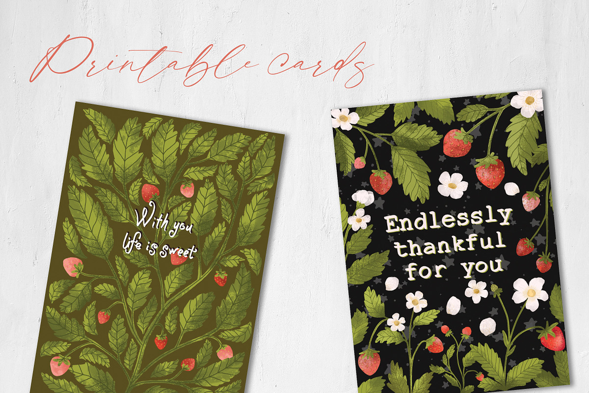 Woodland strawberry illustration, a Pattern Graphic by Yelloo Fish (Photo 7 of 10)