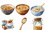 Watercolor Oatmeal Breakfast Clipart, an Illustration by Craft Nest (Thumbnail 3 of 6)