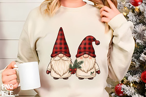 Plaid Christmas Gnome Couple PNG Art