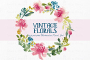 Vintage Florals- Watercolor Clip Art, a Decorative Illustration by SmallHouseBigPony (Thumbnail 5 of 5)