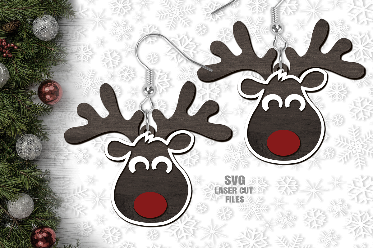 Reindeer Earrings SVG Laser Files, a Graphic by Cloud9DesignSVG (Photo 1 of 2)
