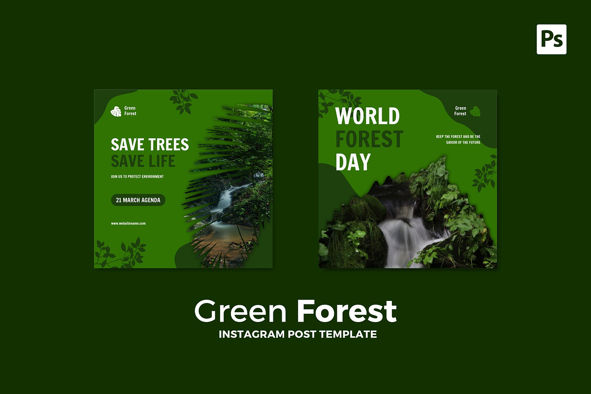 Green Forest Instagram Post, a Social Media Template by CavenArt (Photo 2 of 5)