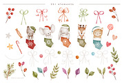 FUNNY CHRISTMAS watercolor set, an Animal Illustration by erasovas (Thumbnail 7 of 8)