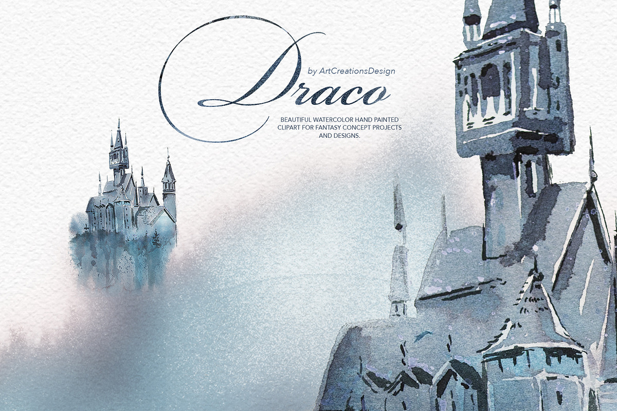 Hand Painted Draco Clipart Set, a Decorative Illustration by ArtCreationsDesign (Photo 7 of 13)