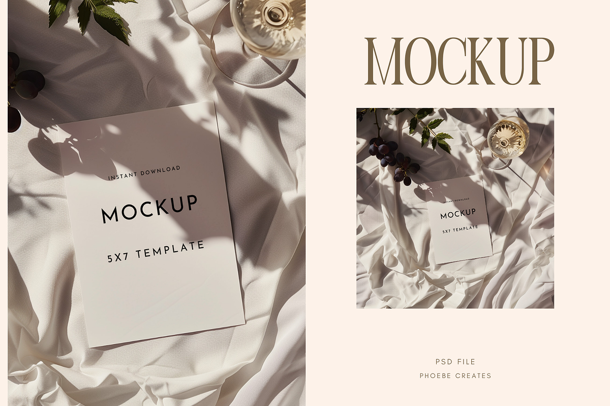 Luxury 5x7 Invitation Mockup PSD, a Mockup by PhoebeCreates (Photo 2 of 7)