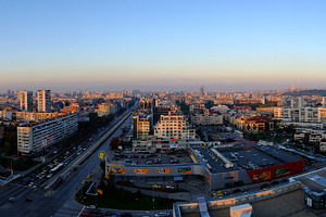 Sunset over Sofia from above