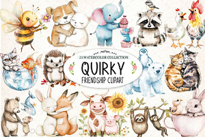 Watercolor Quirky Friendship Clipart, an Illustration by Watercolor design