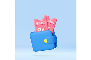 3D Wallet with Discount Coupons, a Finance Illustration by ModVector