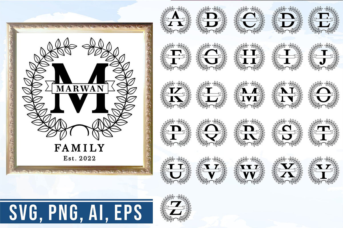 Split Monogram Letter SVG Bundle, an Object Graphic by D2PUTRI (Photo 7 of 19)
