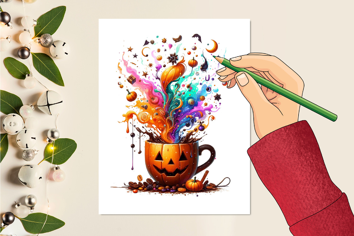 Halloween Coffee Cup Clipart Png, a Seasonal Illustration by Craft Nest (Photo 2 of 5)