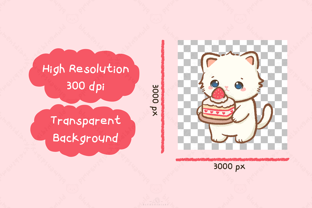 Kawaii Cat Valentine Dessert Clipart, an Animal Illustration by Blumensdiary (Photo 3 of 6)