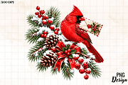 Red Cardinal Bird Pine Wreath PNG, an Object Graphic by Cut File (Thumbnail 2 of 3)