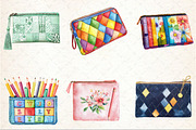 Patchwork Pencil Bag Clipart, an Illustration by Rose Art (Thumbnail 2 of 3)