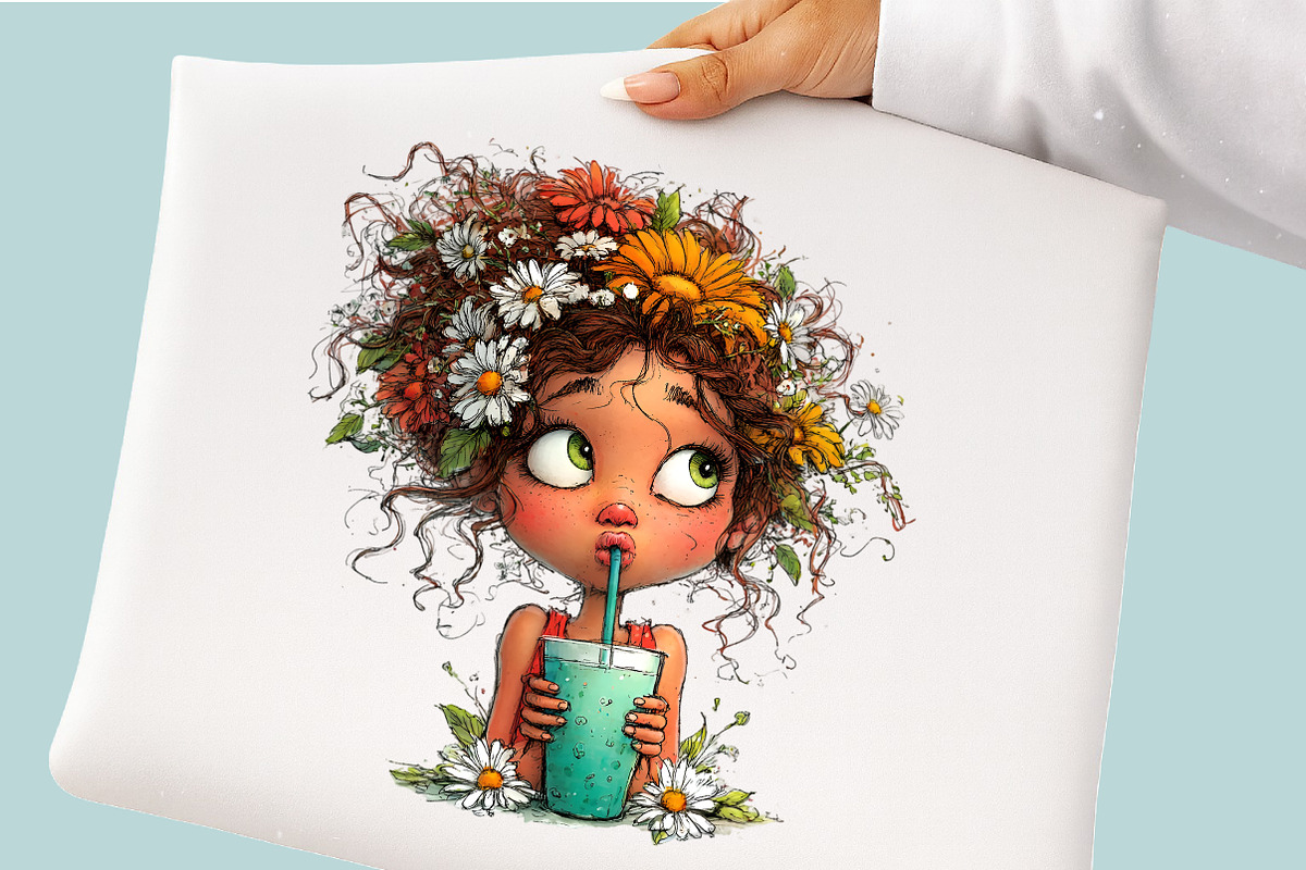 Whimsical Summer Coffee Girl Clipart, an Illustration by GatewayDesign (Photo 5 of 6)