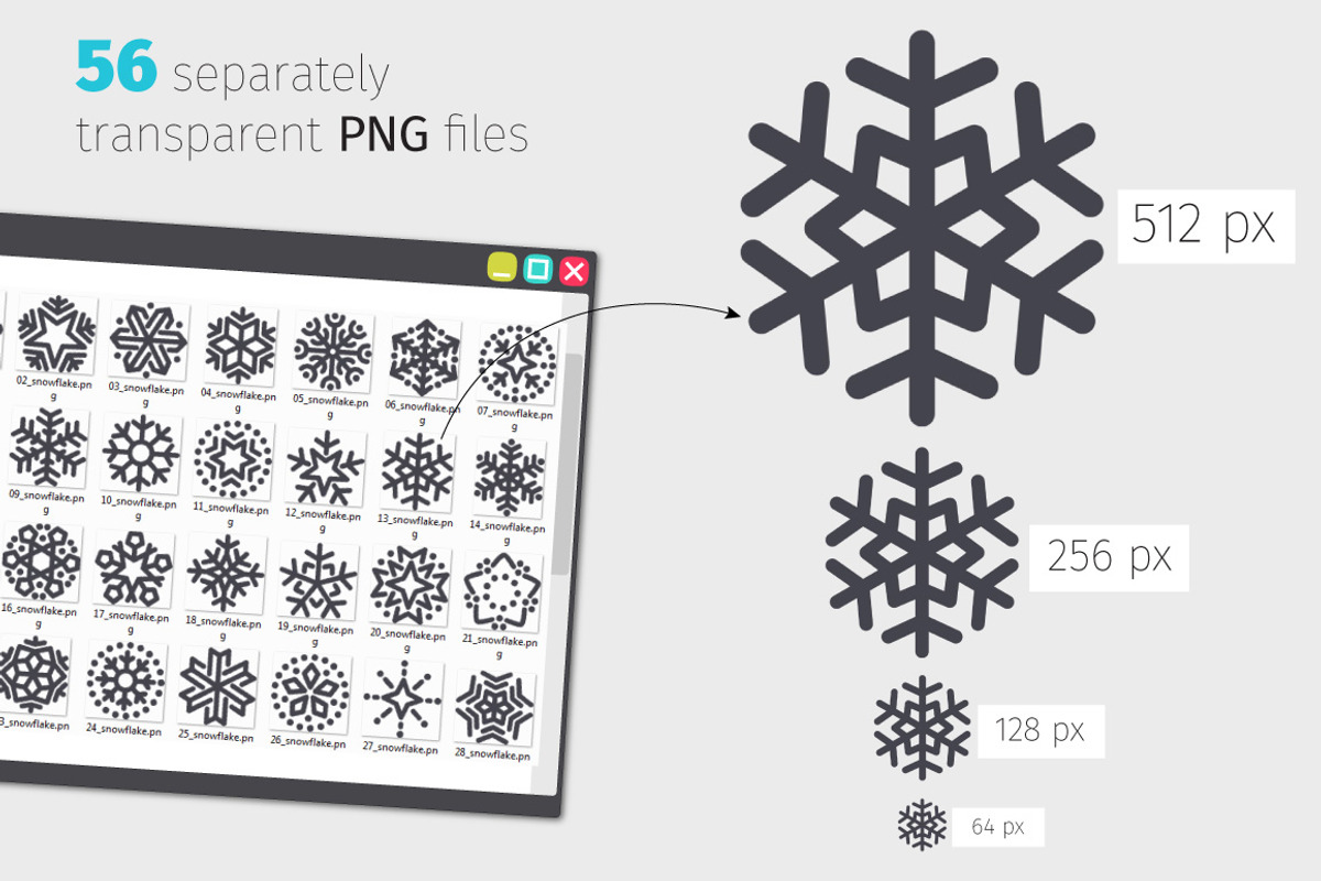 Snowflake Line Icons Set, an Outline Icon by Voysla's Shop (Photo 3 of 4)