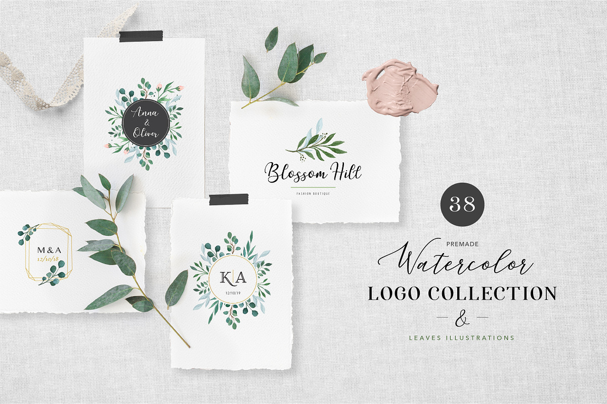 Watercolor Logo Collection, a Branding & Logo Template by Marish (Photo 1 of 7)