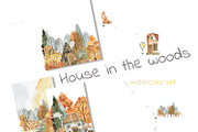 House in the woods, an Illustration by Love Watercolor Store (Thumbnail 1 of 9)