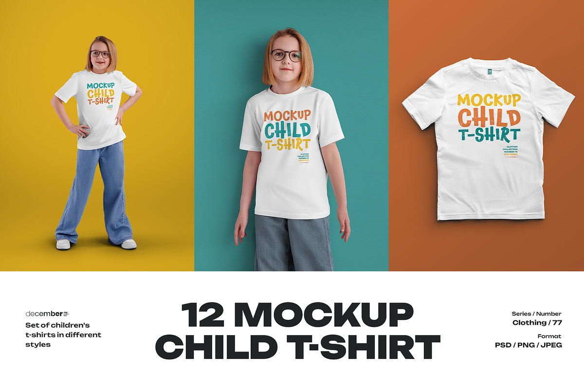 12 Mockups of a Children's T-shirt, a Shirt Mockup by Grow Design Craft Studio (Photo 1 of 8)