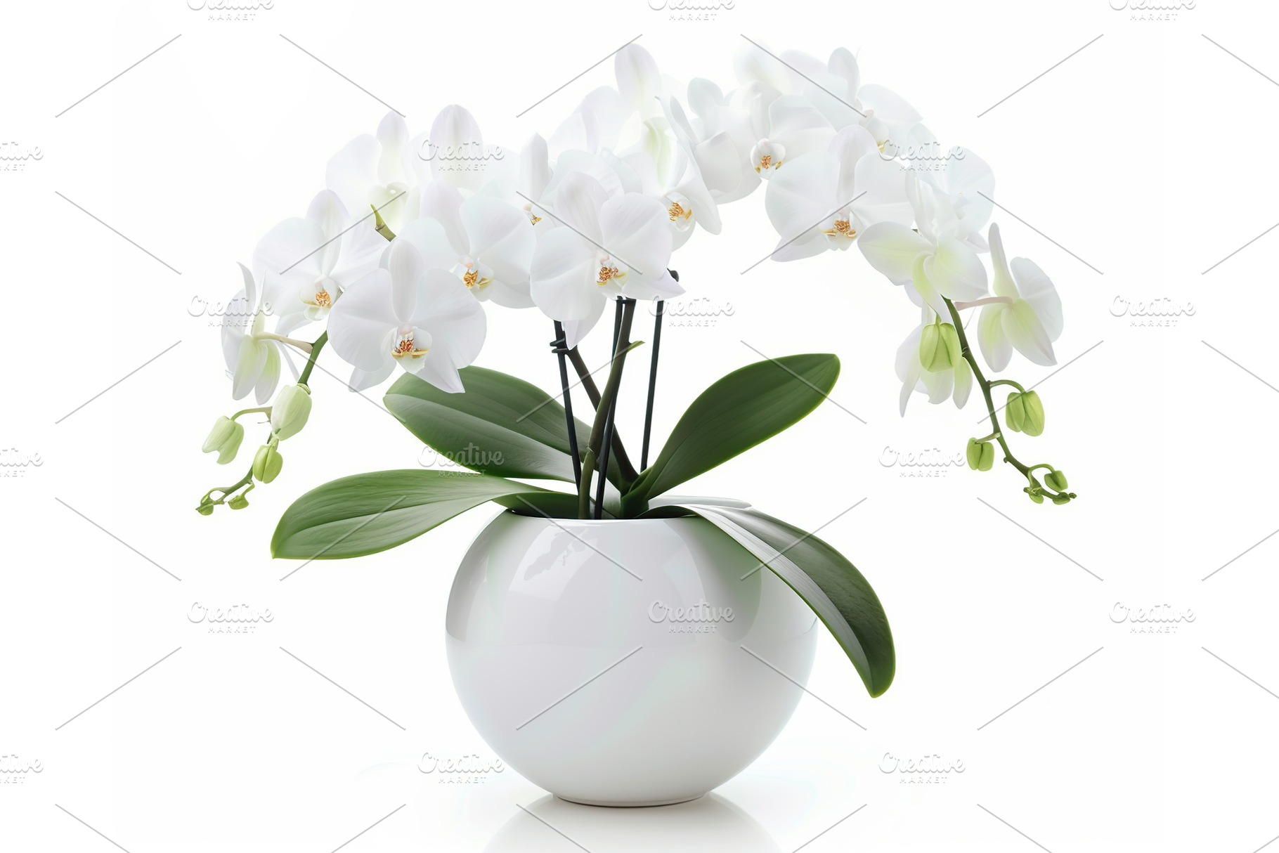 Orchid flowers in pot isolated on white background, a Nature Photo by AlyaAnd