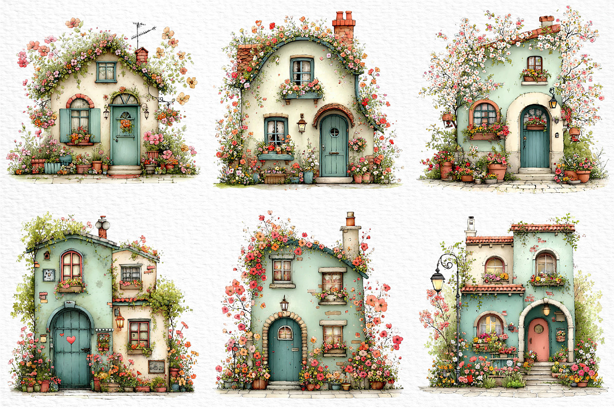Whimsical Spring House Clipart, an Illustration by Craft Nest (Photo 5 of 11)