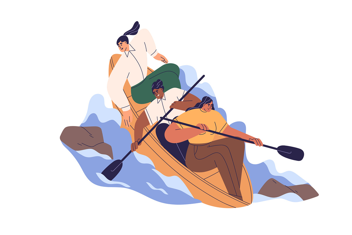 Business people teams in boats set, a Person Illustration by Good Studio (Photo 7 of 7)